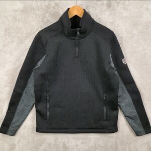 Guess Men's Black and Gray Quarter-Zip Pullover Sweatshirt Size XS‎